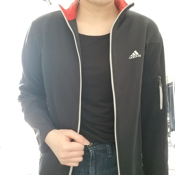 Black Adidas Zip Up Collar Jacket - Picture 6 of 8